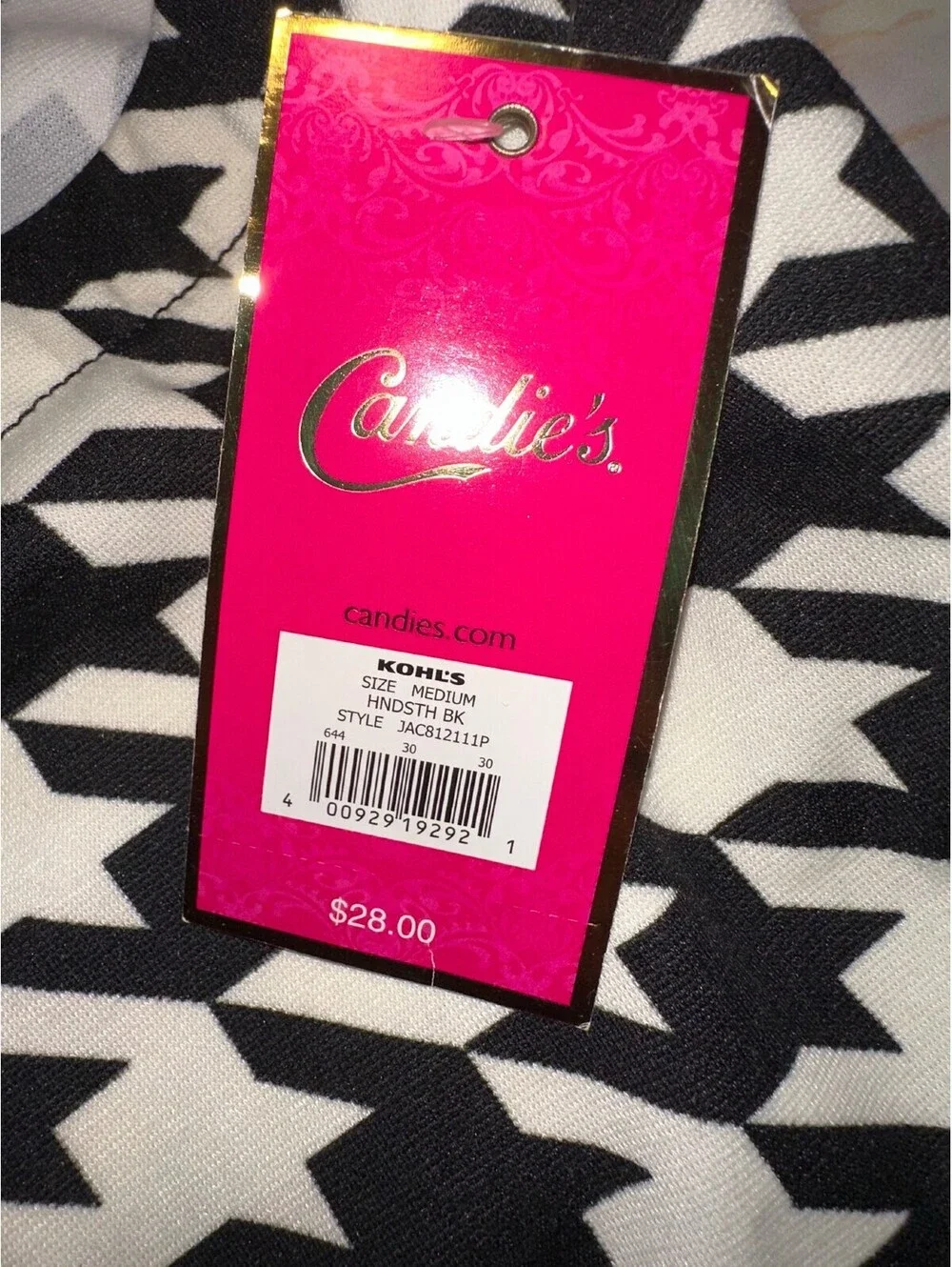 Candie's Women's Black and White Houndstooth Mini Skirt, Y2K